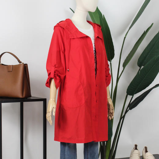 FOCALS福柯斯春秋新款宽松休闲连帽款中长款外套风衣FYJAF069JR 商品图1