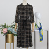 FOCALS福柯斯秋季休闲格纹印花七分袖印花圆领连衣裙FRGAX036NE 商品缩略图0