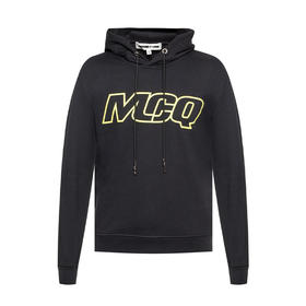 MCQ 麦昆 男士棉质徽标印花连帽长袖运动卫衣 黑色 430578 RNT61 1000
