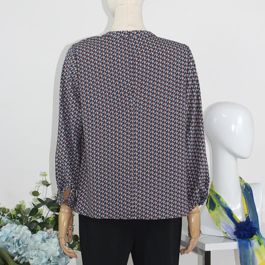 FOCALS福柯斯女装秋季新款圆领套头上衣几何印花衬衫FYJCN712BV 商品图2