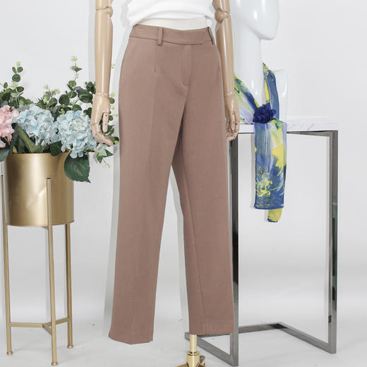 FOCALS福柯斯秋季新款通勤百搭纯色休闲直筒裤九分女裤F2YCP536T1 商品图1