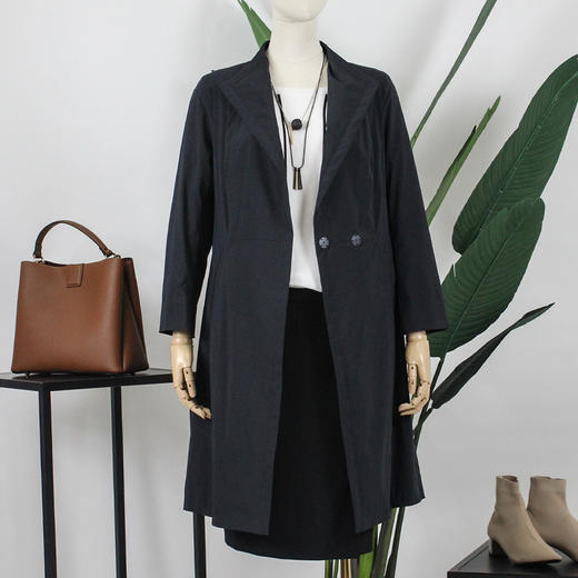 FOCALS福柯斯春秋新款修身收腰暗扣中长款外套风衣FYBAF026 商品图2