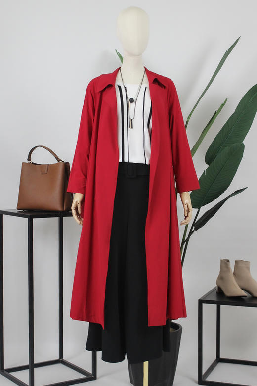 FOCALS福柯斯春秋新款宽松休闲设计风长款过膝外套风衣FYJAF011 商品图5