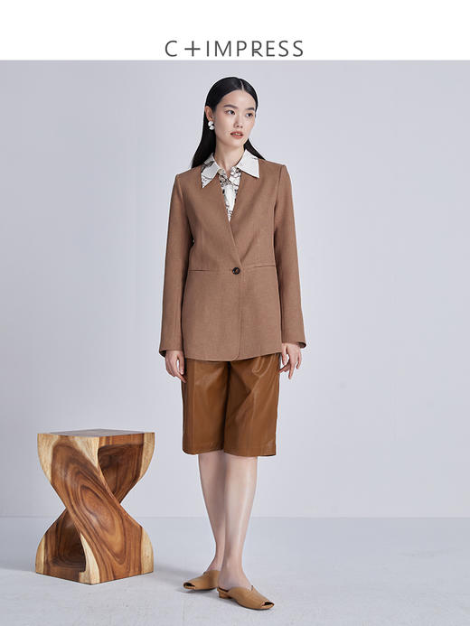 西嘉C+IMPRESS/西嘉【日本面料】简约一粒扣西装外套女春秋小个子西服 商品图3