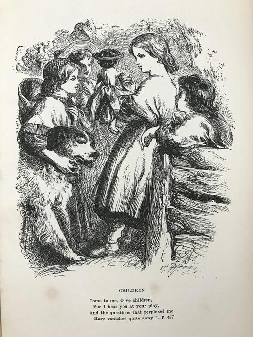 约19世纪后期 朗费罗诗集 约翰·吉尔伯特8幅版画插图 全真皮精装 四层竹节背 环衬烫金压花 书口三面鎏金 商品图12