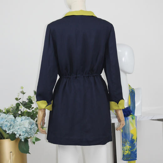 FOCALS福柯斯春秋新款宽松休闲撞色拼接中长款外套风衣FYWAF062B7 商品图2