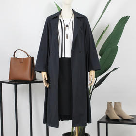 FOCALS福柯斯春秋新款收腰过膝中长款轻薄外套风衣FYJAF038B7