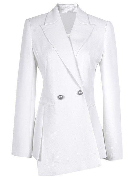 米思阳2022秋装新款时尚不对称设计感修身显瘦白色西装外套女0600 商品图4