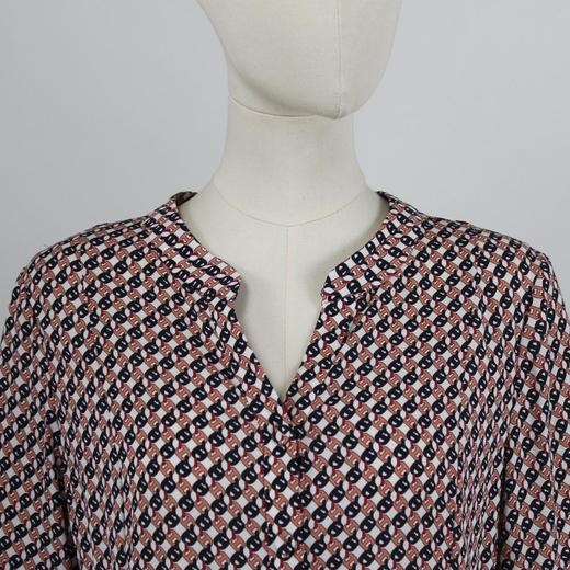 FOCALS福柯斯秋季桑蚕丝七分袖修身印花连衣裙FRG2X191PV 商品图3