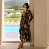 FOCALS福柯斯秋季新款针织网布长袖V领印花连衣裙F2Y7X016RV 商品缩略图3