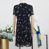 FOCALS福柯斯秋季桑蚕丝七分袖修身雪纺印花连衣裙FYJ2X123BZ 商品缩略图2