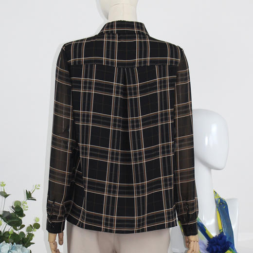 FOCALS福柯斯女装春秋新款休闲长袖格子印花衬衫FRGAS037NE 商品图2