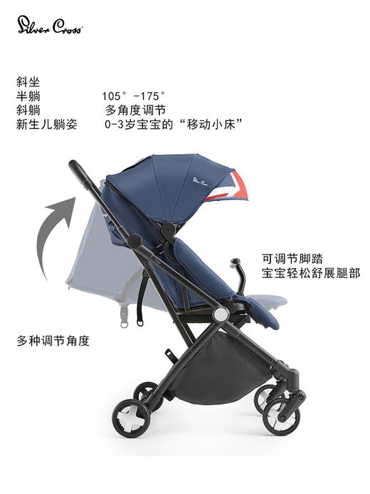 SilverCross Poper婴儿推车儿童可坐可躺双360高景观SX2248.BR 商品图3
