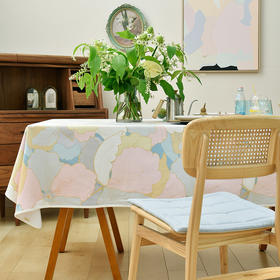 马卡龙云纹桌布清新色系棉质帆布