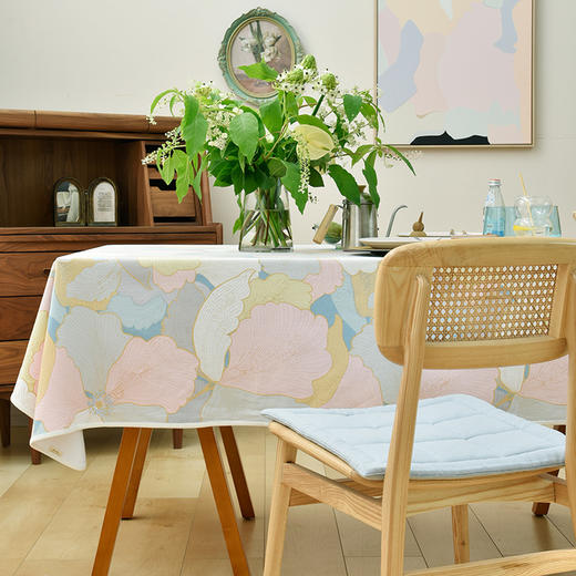 马卡龙云纹桌布清新色系棉质帆布 商品图0