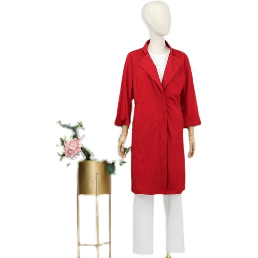 FOCALS福柯斯春秋新款七分袖拉链翻领轻薄中长款外套风衣FYBAF001 商品图4