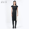 【流溢风琴】黑拼米白撞色拼接风琴折连衣裙/0000740 商品缩略图0