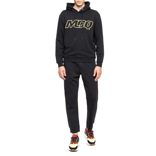 MCQ 麦昆 男士棉质徽标印花连帽长袖运动卫衣 黑色 430578 RNT61 1000 商品图3