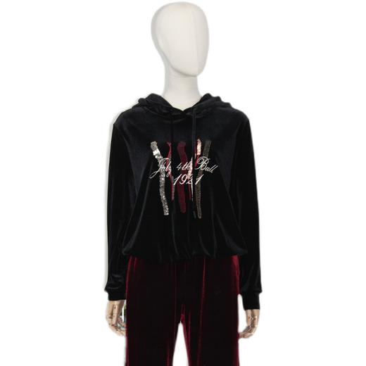 FOCALS福柯斯秋季新款运动风连帽绣花长袖针织上衣卫衣F2YCN508N1 商品图4