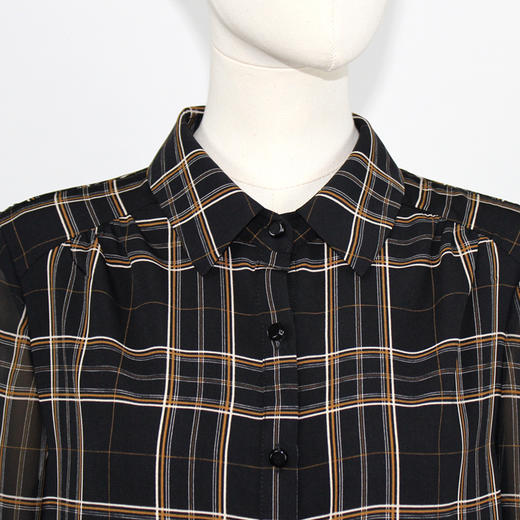 FOCALS福柯斯女装春秋新款休闲长袖格子印花衬衫FRGAS037NE 商品图3