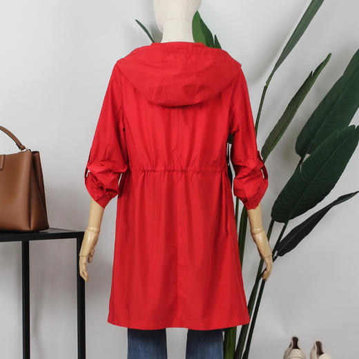 FOCALS福柯斯春秋新款宽松休闲连帽款中长款外套风衣FYJAF069JR 商品图2