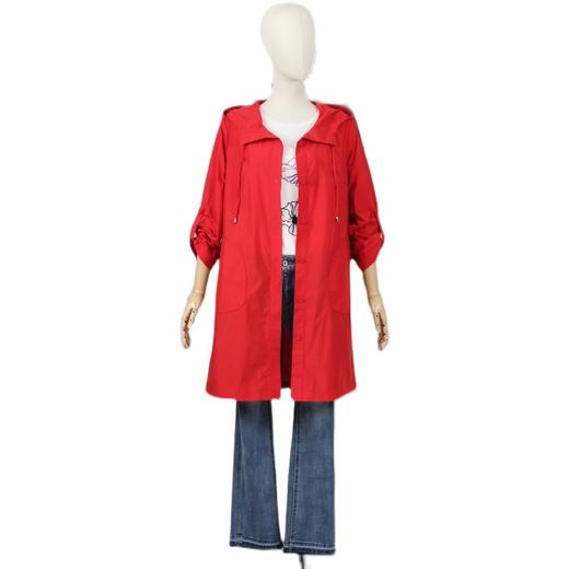 FOCALS福柯斯春秋新款宽松休闲连帽款中长款外套风衣FYJAF069JR 商品图4