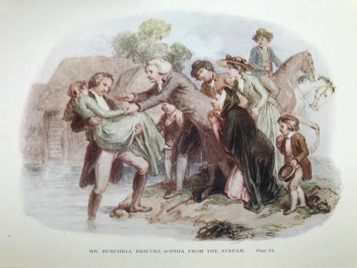 1927年 戈德史密斯《威克菲尔德牧师》 8幅彩色插图 漆布精装大32开 商品图11