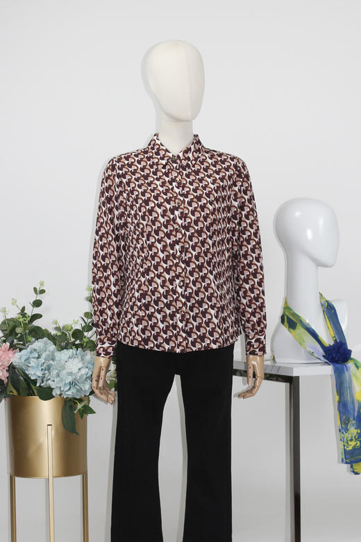 FOCALS福柯斯女装秋季新款休闲长袖字母印花上衣衬衫F2YCS686RK 商品图5