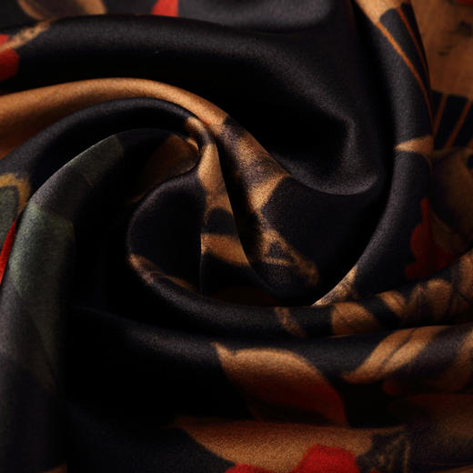 上海旗袍厂AYK-QF-2104188真丝扇子旗袍秋季2021国风时尚修身长款短袖旗袍连衣裙 商品图4