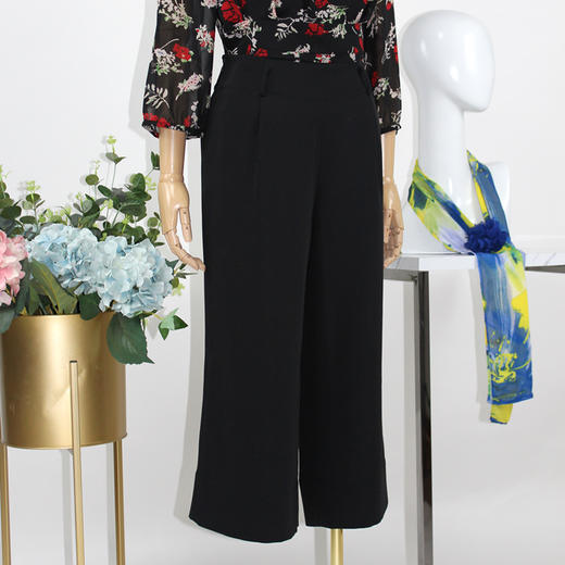 FOCALS福柯斯春秋新款百搭纯色休闲宽松直筒裤九分女裤FYBAP092N1 商品图1