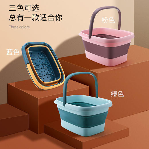可折叠泡脚桶塑料洗脚盆家用足浴盆便携式过小腿按摩洗脚桶高深桶 商品图1