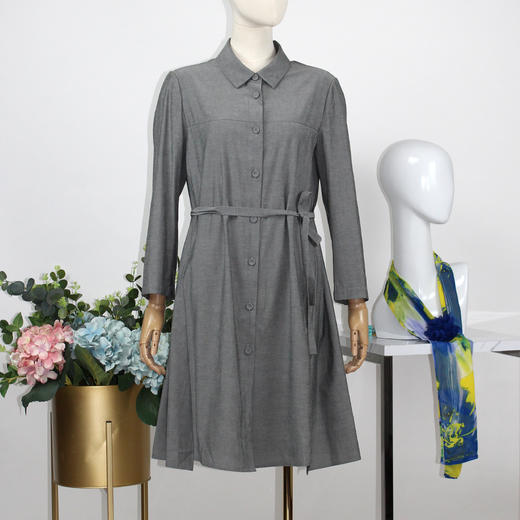 FOCALS福柯斯秋季新款休闲纯色九分袖长衬衫连衣裙F20AV002A1 商品图0