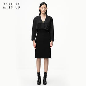 【暗里着迷】黑色蝴蝶结茧型方领造型小外套/00205