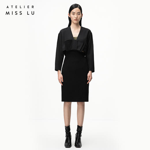 【暗里着迷】黑色蝴蝶结茧型方领造型小外套/00205 商品图0