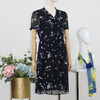 FOCALS福柯斯秋季桑蚕丝七分袖修身雪纺印花连衣裙FYJ2X123BZ 商品缩略图1