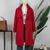 FOCALS福柯斯春秋新款长袖收腰单排扣中长款外套风衣FYJCF501R1 商品缩略图0