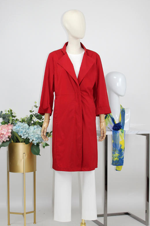 FOCALS福柯斯春秋新款七分袖拉链翻领轻薄中长款外套风衣FYBAF001 商品图5