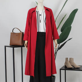 FOCALS福柯斯春秋新款宽松休闲设计风长款过膝外套风衣FYJAF011