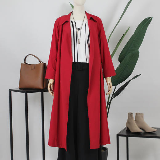 FOCALS福柯斯春秋新款宽松休闲设计风长款过膝外套风衣FYJAF011 商品图0