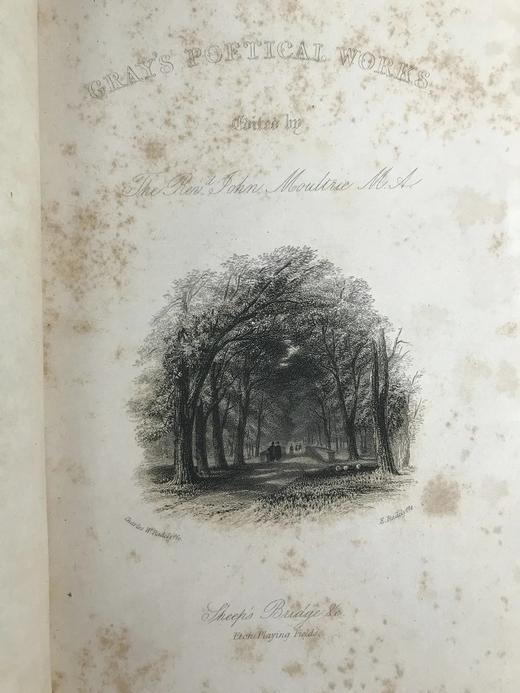 1847年 托马斯·格雷诗集 14幅木版画插图 漆布精装18开 精美烫金压花 商品图5