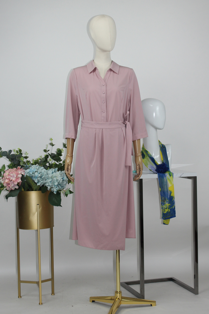 FOCALS福柯斯春秋季设计感七分袖修身气质连衣裙FYBAX023Z2