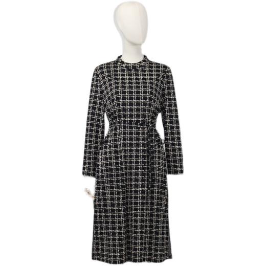 FOCALS福柯斯秋季圆领七分袖修身针织印花中长款连衣裙F2YCX503NM 商品图4