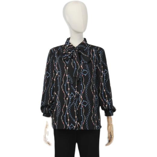 FOCALS福柯斯女装春秋新款自然收腰长袖印花衬衣衬衫F2YCS661BV 商品图4