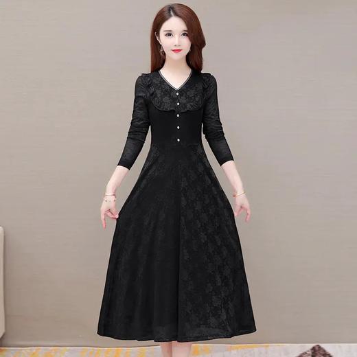 YWE-TYH21G058秋装新款气质优雅长袖暗花连衣裙 商品图4