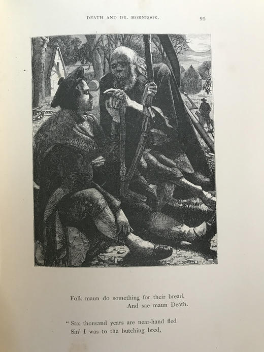 1861年 彭斯诗集 50余幅版画插图 漆布精装18开 商品图13