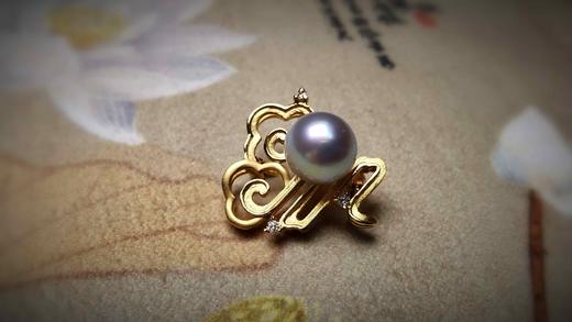 【八千里路云和月】18k金镶嵌真多麻色海水珍珠胸针 商品图9