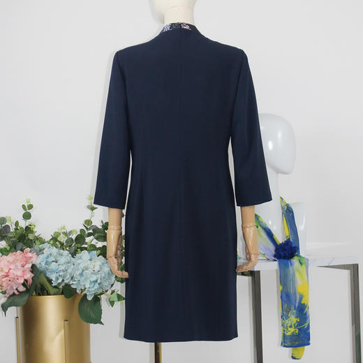 FOCALS福柯斯秋季针织印花假两件七分袖修身印花连衣裙F2YAX008BZ 商品图2