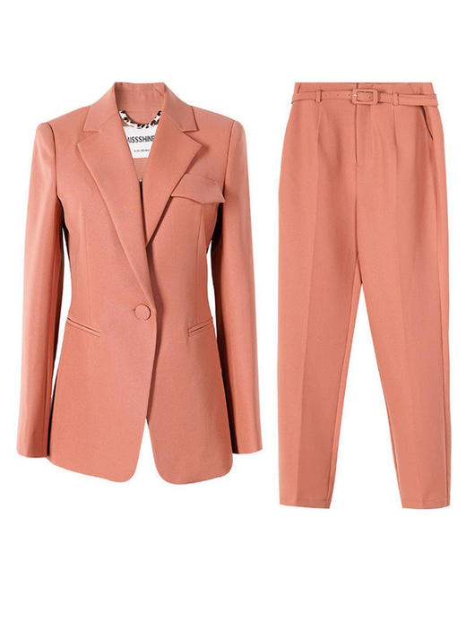 剩S/XXL 米思阳春装新款时尚套装修身职业小西装直筒裤两件套女0036 商品图4