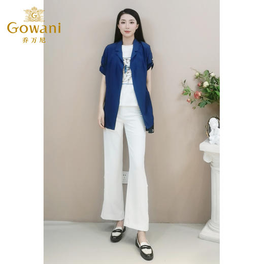 【两色可选】乔万尼秋装中长款上衣桑蚕丝外套宽松短袖开衫EB1B702 商品图3