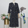 FOCALS福柯斯秋季七分袖修身V领中长款印花连衣裙FYBAX070BV 商品缩略图1